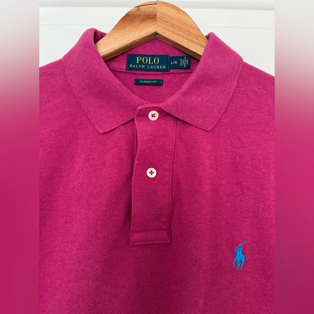 Polo Ralph Lauren Classic Fit Pink Polo Shirt Men's Large Y2K Preppy Aesthetic